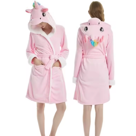 peignoir rose licorne pour adulte