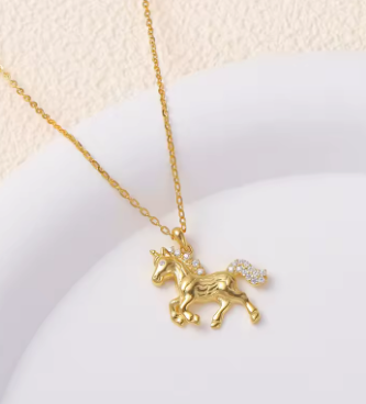 collier pendentif licorne 3d couleur or