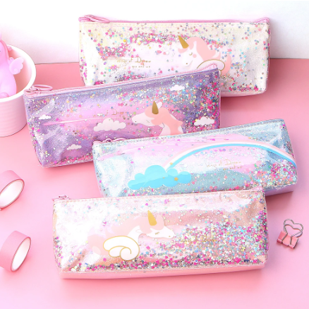 trousses a stylo avec paillettes