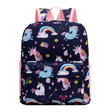 sac noir avec licorne et arc en ciel bretelles reglables
