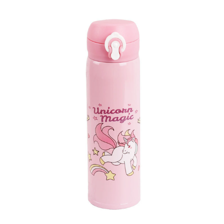 gourde rose style licorne en acier