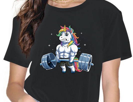 t shirt licorne musclee salle de sport
