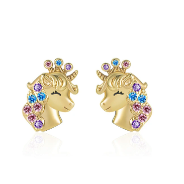 Petites Boucles D oreilles Licorne en or
