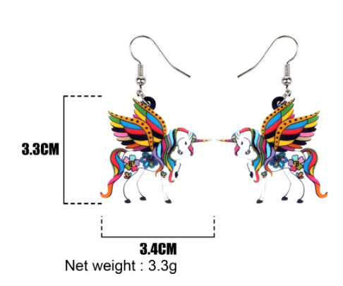 Boucles d'Oreilles Licorne Ailée