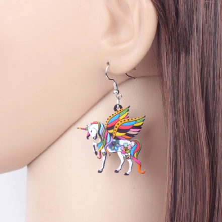 Boucles d'Oreilles Licorne Ailée