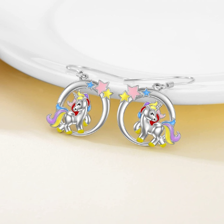 magnifique boucle d oreilles argent licorne