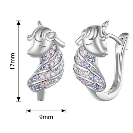 boucles d oreilles licorne en argent veritable 925