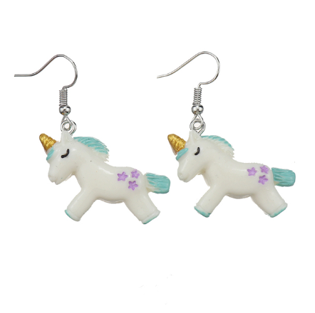 boucle d oreilles licorne blanche et etoile
