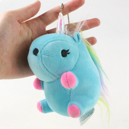 peluche licorne bleu petite taille porte cles