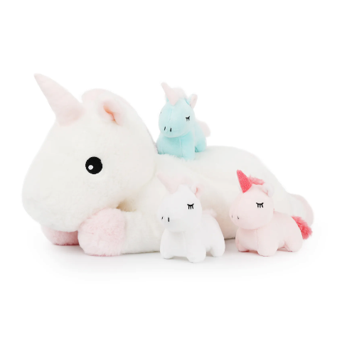 lot de peluches licorne maman ou papa et 3 bebes
