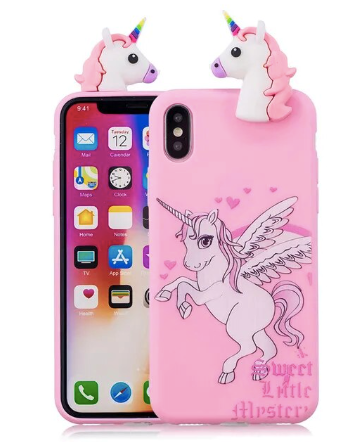 coque rose licorne 3d pour iphone