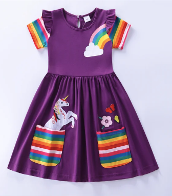 robe licorne manches courtes coton