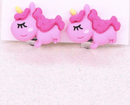 Boucles d'Oreilles Licorne Fille Rose