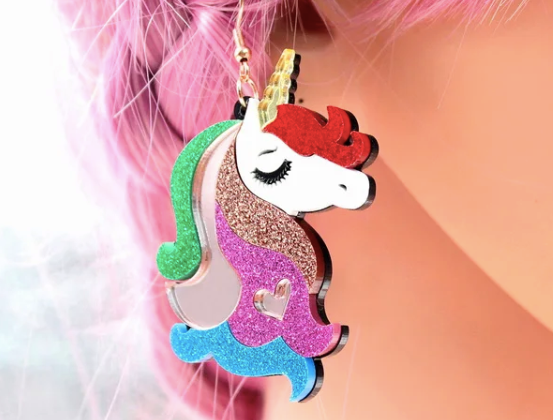 Boucles d'Oreilles Licorne Violette