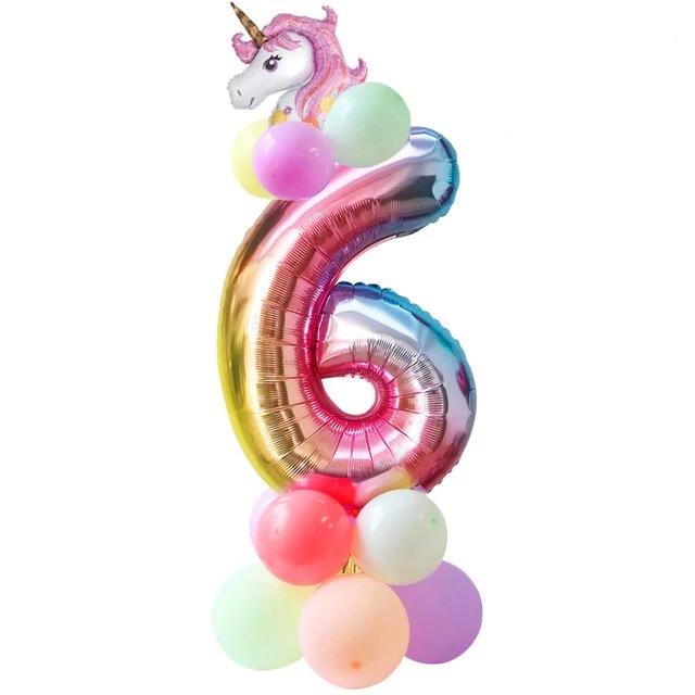 Ballon numero 6 Licorne pour un Anniversaire