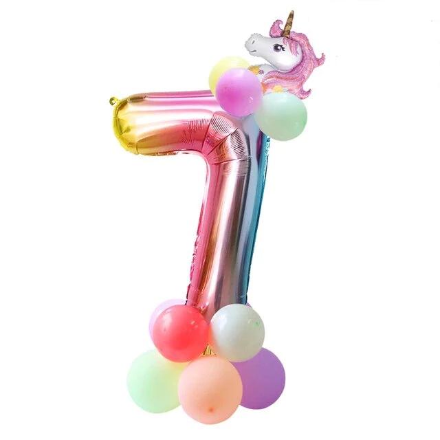 ballon numero 7 pour un anniversaire licorne
