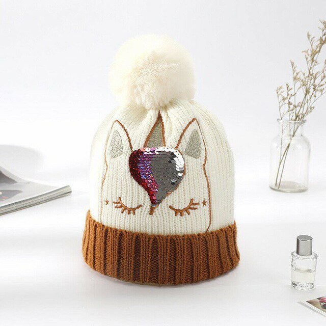 bonnet blanc licorne taille adulte