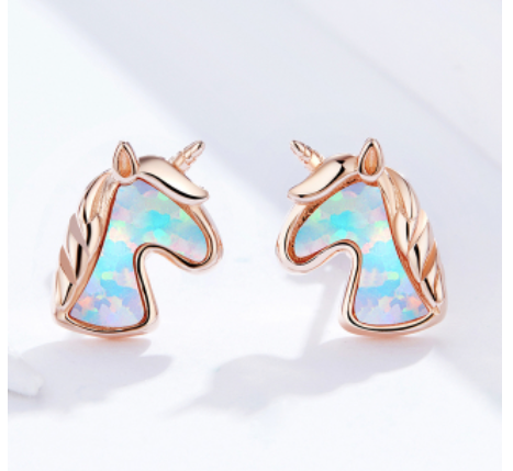 boucles d oreilles licorne or rose