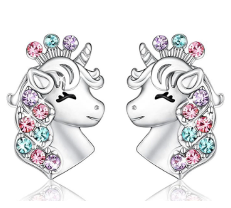 boucles d oreilles licorne zircon