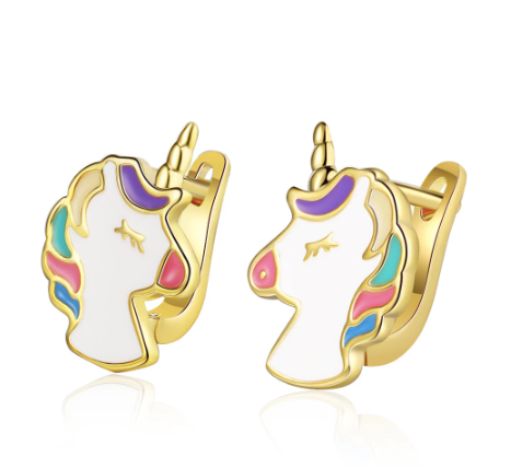 boucles d oreilles pour enfant en forme de licorne