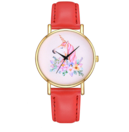montre licorne couleur rouge vive