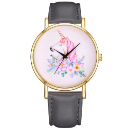 montre licorne sobre grise fonce