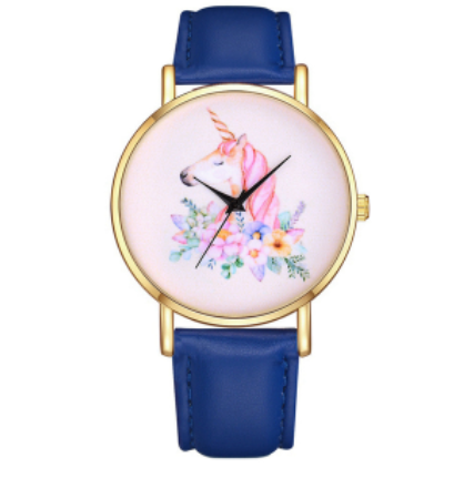 montre licorne bracelet bleu roi