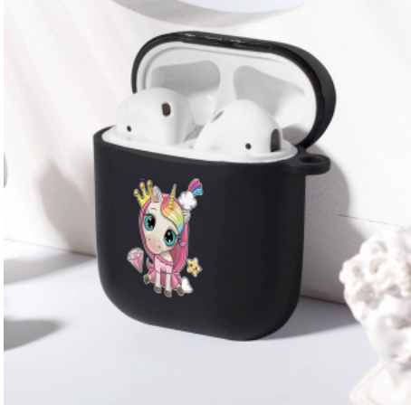 Coque Silicone Noire Licorne AirPods
