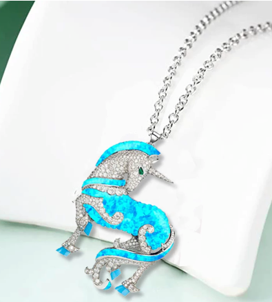 Collier Licorne Zirconium