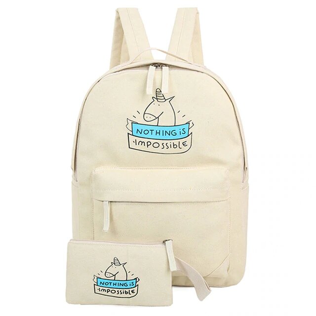 Cartable Licorne Beige - monde-licorne