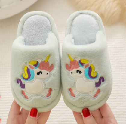 chaussons double licorne bleu