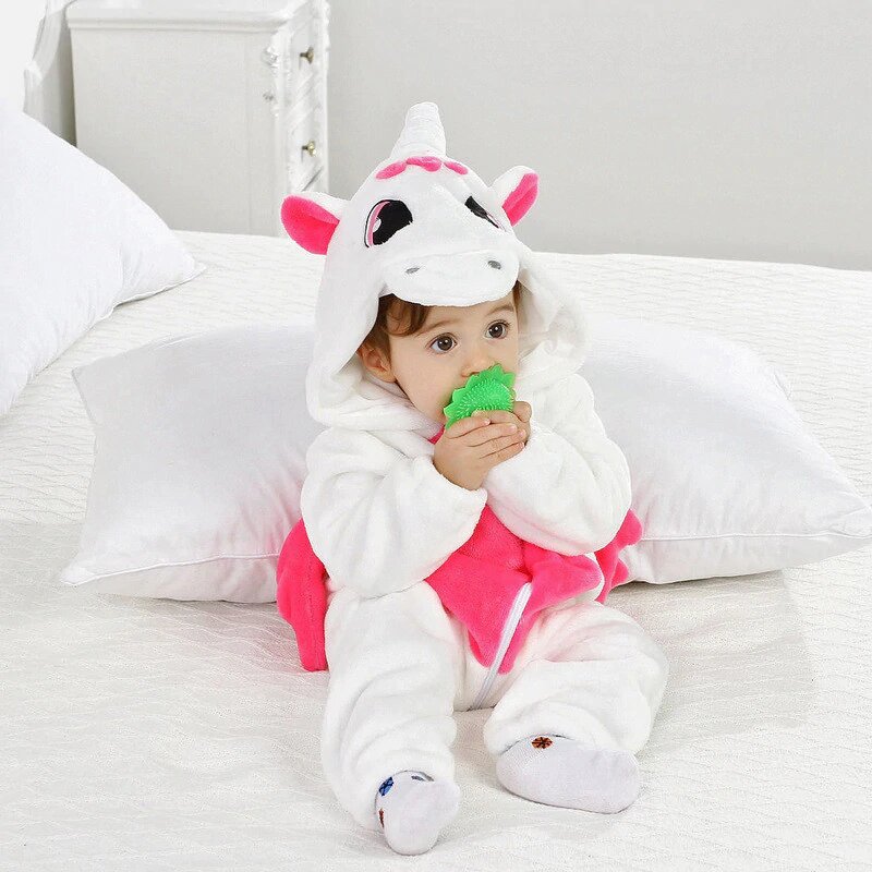 Combinaison Bébé Licorne Rose avec Ailes