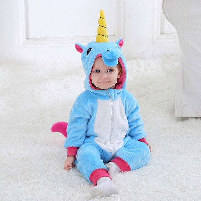 Combinaison Licorne Bleu Bébé Fille