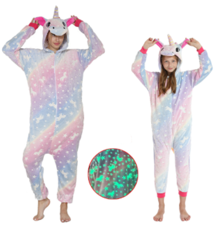 combinaison lumineuse la nuit licorne