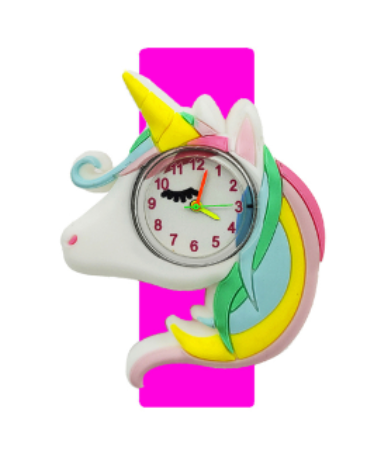 montre licorne pour fillette rose fluo
