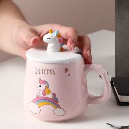 mug rose licorne