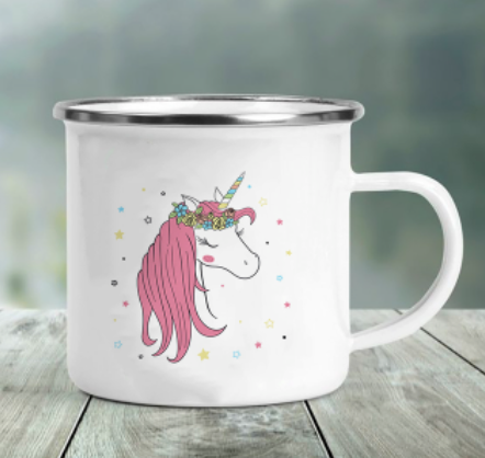 mug licorne email