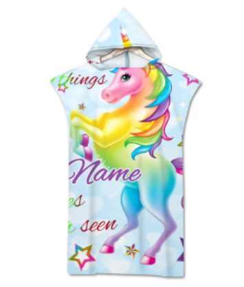 peignoir de bain licorne multicolore