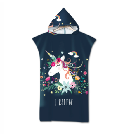 poncho licorne noir message