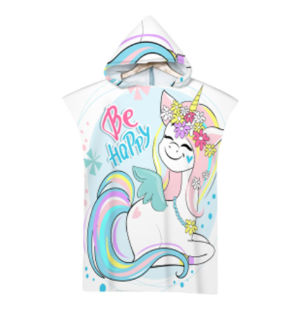 poncho sortie de douche licorne