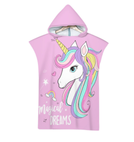 poncho licorne coton filles