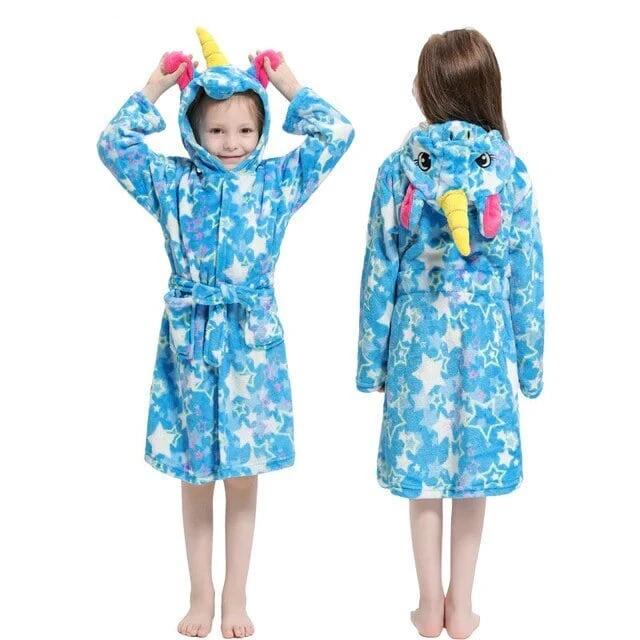 peignoir licorne bleu