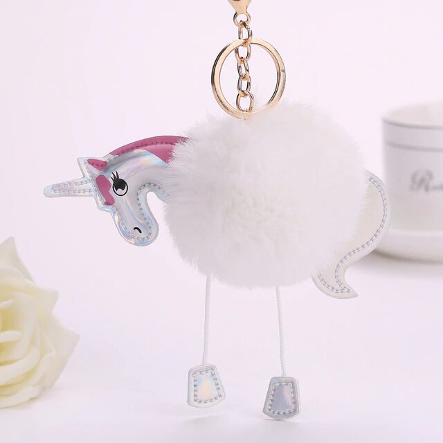 pompon-blanc-licorne-porte-cle