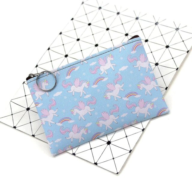 porte monnaie bleu licorne