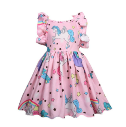 robe rose volants licorne