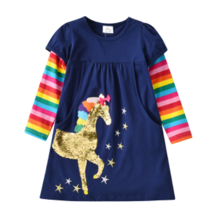 robe licorne en coton 12 ans sequin or