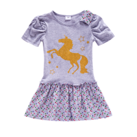 robe grise licorne or