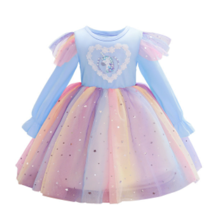 Robe licorne bleu avec perles