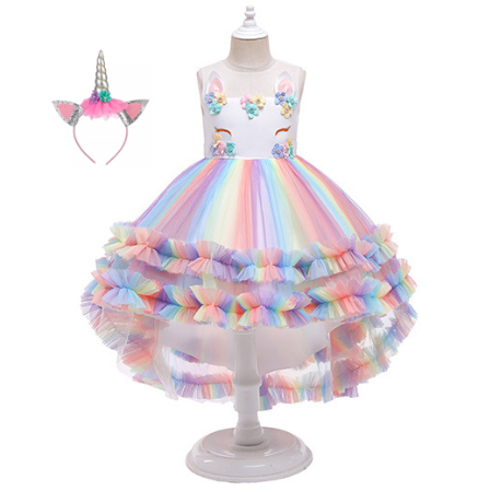 robe courte devant longue derriere volants colores