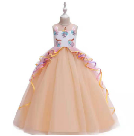 robe longue licorne saumon corail